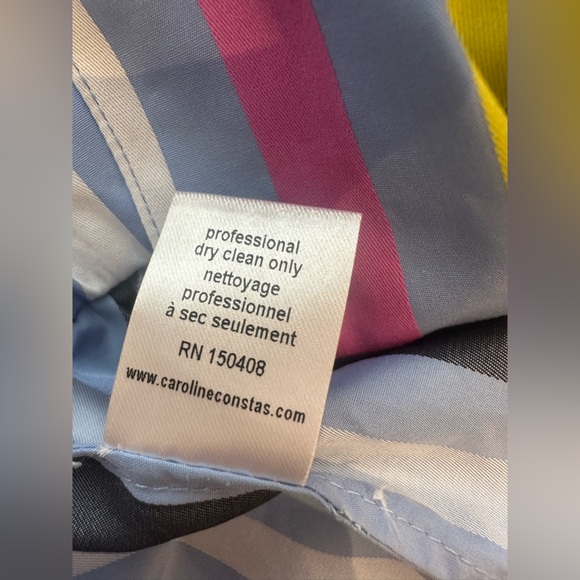 Caroline Constas Multicolored Striped Co Ord High Low Skirt w/ Peplum Top (XS) - Picture 11 of 12